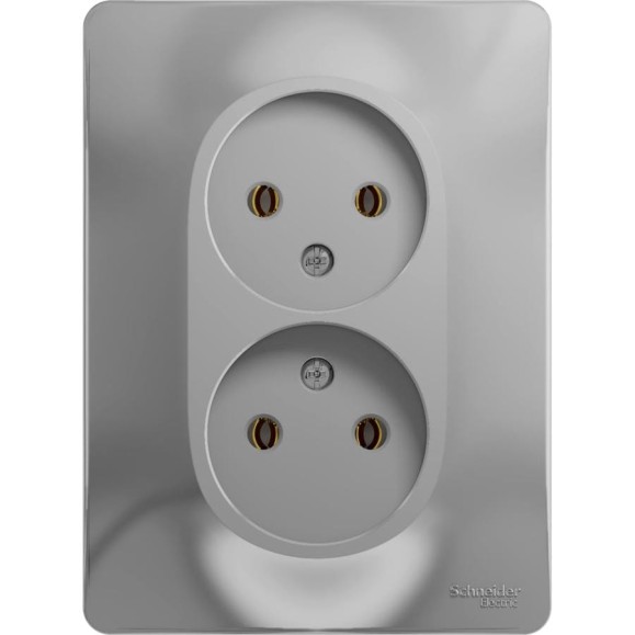 Розетка Systeme Electric (Schneider Electric) GLOSSA двойная без заземления,16А, алюминий GSL000320