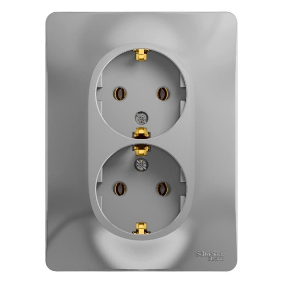 Розетка Systeme Electric (Schneider Electric) GLOSSA двойная с заземлением, 16А, алюминий GSL000324 Розетка Systeme Electric (Schneider Electric) GLOSSA двойная с заземлением, 16А, алюминий GSL000324