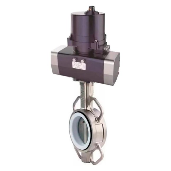 Затвор дисковый DN.ru 304-304-PTFE-2W-Fb-H Ду125 Ру16, электропривод ЭПВП-014 220В D050-81321