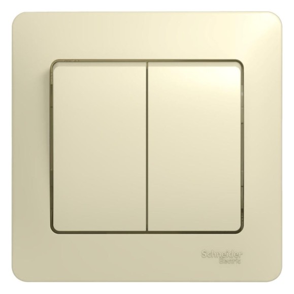 Двухклавишный выключатель Systeme Electric СП Glossa 10А IP20 10AX в сборе бежевый GSL000252