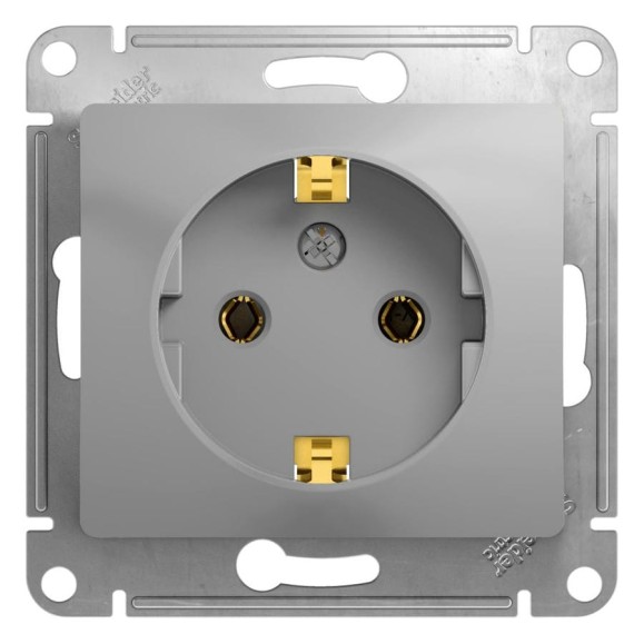 Розетка Systeme Electric (Schneider Electric) GLOSSA с заземлением, 16А, алюминий GSL000343