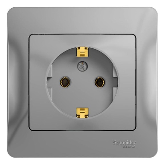 Розетка Systeme Electric (Schneider Electric) GLOSSA с заземлением, 16А, алюминий GSL000342