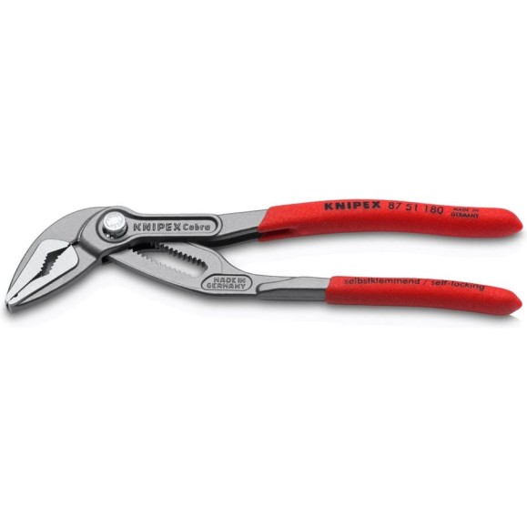 Клещи переставные Knipex COBRA ES, тонкие, зев 32 мм, длина 180 мм, фосфатированные, обливные ручки, SB KN-8751180SB Клещи переставные Knipex COBRA ES, тонкие, зев 32 мм, длина 180 мм, фосфатированные, обливные ручки, SB KN-8751180SB