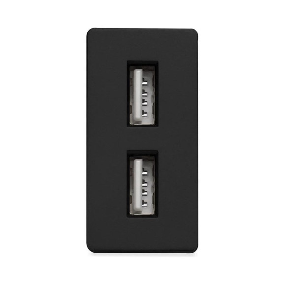 Розетка Vell черная, 1/2, USB A + USB A разъем, 2,4 А, 5 В, модуль, 1379003