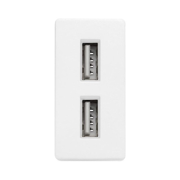 Розетка белая, 1/2, USB A + USB A разъем, 2,4 А, 5 В, модуль, Vell 1379002 Розетка белая, 1/2, USB A + USB A разъем, 2,4 А, 5 В, модуль, Vell 1379002