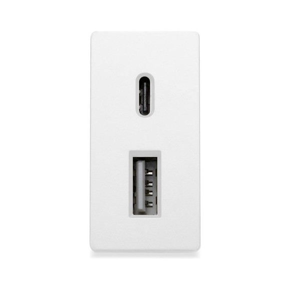 Розетка белая, 1/2, USB A + USB С разъем, 4 А, 5 В, модуль, Vell 1379006 Розетка белая, 1/2, USB A + USB С разъем, 4 А, 5 В, модуль, Vell 1379006