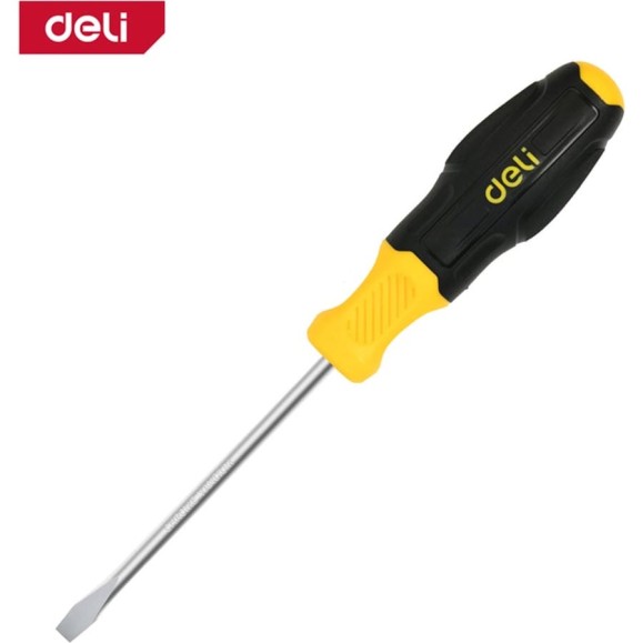 Шлицевая отвертка Deli DL6331001N, SL3x100мм, сталь Cr-V, двухкомпонентная прорезиненная рукоять 183540 Шлицевая отвертка Deli DL6331001N, SL3x100мм, сталь Cr-V, двухкомпонентная прорезиненная рукоять 183540