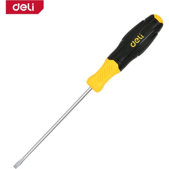 Шлицевая отвертка Deli DL6383001N, SL8x300мм, сталь Cr-V, двухкомпонентная прорезиненная рукоять 183561 Шлицевая отвертка Deli DL6383001N, SL8x300мм, сталь Cr-V, двухкомпонентная прорезиненная рукоять 183561
