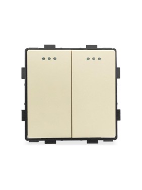 Выключатель Vell золотой, проходной, двухклавишный, 16 А, 48x48 мм, 250 В, модуль 1379049