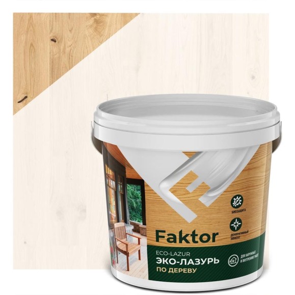 Эко-лазурь ЯРОСЛАВСКИЕ КРАСКИ FAKTOR для древесины беленый дуб, ведро 0,9 кг О06849