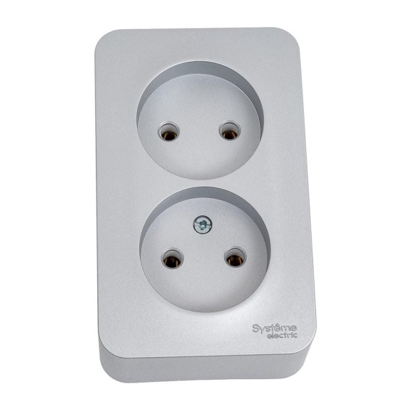 Розетка Systeme Electric Blanca о/у, двойная, без заземления, без шторок, 16а, 250в, алюминий BLNRA000203