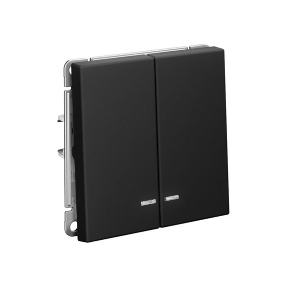 Выключатель с подсветкой 2-клавишный ArtGallery Systeme Electric 10 АХ, механизм, быстрозажимные клеммы, Карбон GAL001053S Выключатель с подсветкой 2-клавишный ArtGallery Systeme Electric 10 АХ, механизм, быстрозажимные клеммы, Карбон GAL001053S