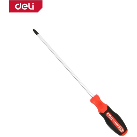 Крестовая отвертка DELI PH2x150мм, DL3462, сталь S2, магнит, прорезиненная рукоятка 180148