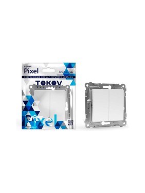 Механизм 2-клавишного проходного переключателя TOKOV ELECTRIC СП Pixel 10А, IP20, айс TKE-PX-P2-C34