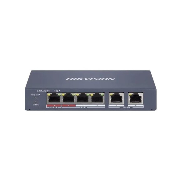 Коммутатор HIKVISION DS-3E1106HP-EI (L2) 6x100Мбит/с 4PoE 60W управляемый 2080658