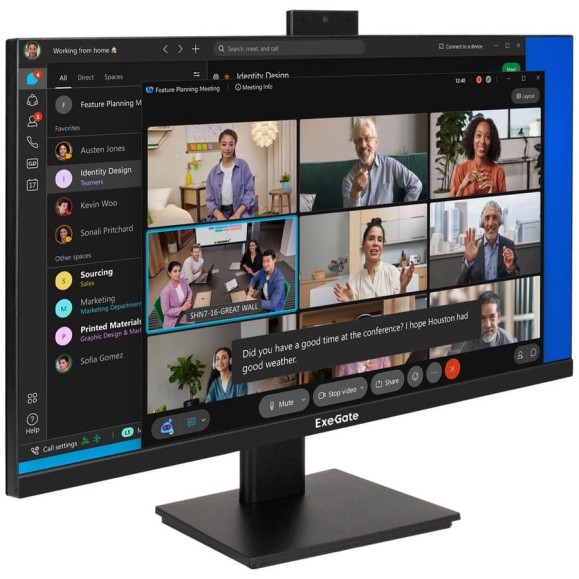 Монитор ExeGate со встроенной веб-камерой и аудио выходом 27 SuperView EA2700A IPS LED Grade A+, FHD, 1920x1080 75Гц, 16:9, 250cd/m2, 1000:1, 178/178, 5ms 298881