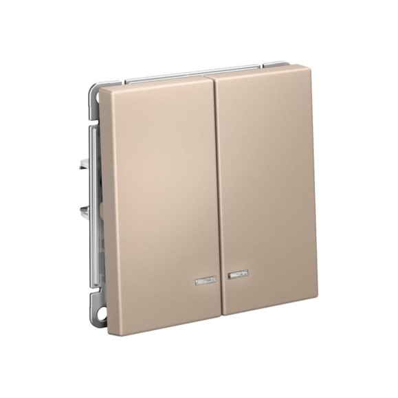 Выключатель с подсветкой 2-клавишный ArtGallery Systeme Electric 10 АХ, механизм, Песочный GAL001253