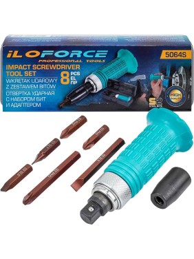 Отвертка ударная с набором бит и адаптером iLOFORCE 8 предметов IF-5064S(62236)