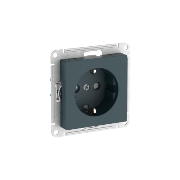 Розетка Systeme Electric ATLASDESIGN с заземлением, со шторками, 16А, механизм, быстрозажим. клем., изумруд ATN000845S