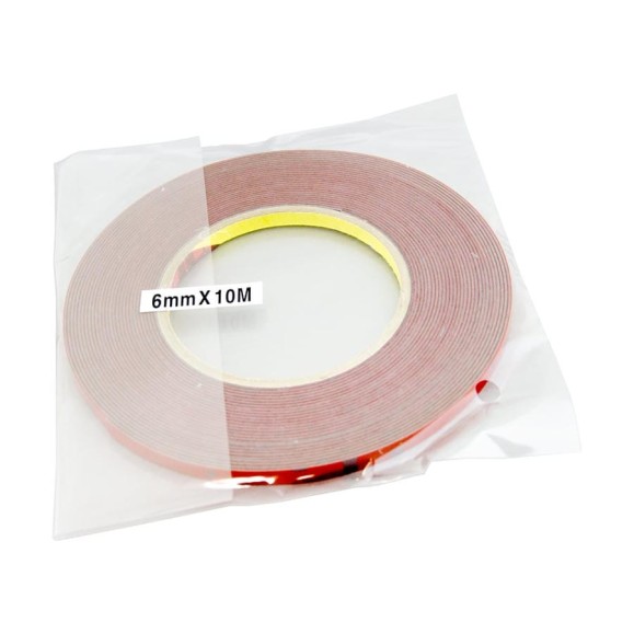 Оригинальный серый двусторонний скотч MTF Light 3M TAPE(ACRYL) 6мм х 10м красная подложка 3M6X1000R