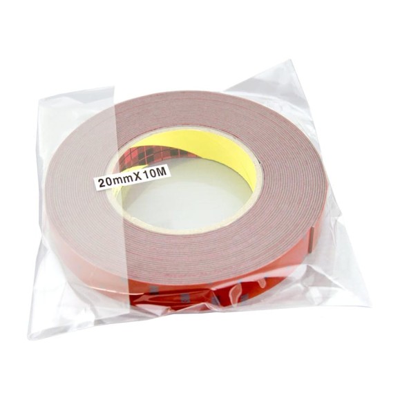 Оригинальный серый двусторонний скотч MTF Light 3M TAPE(ACRYL) 20мм х 10м красная подложка 3M20X1000R