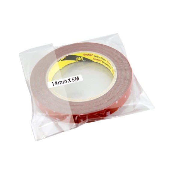 Оригинальный серый двусторонний скотч MTF Light 3M TAPE(ACRYL) 14мм х 5м красная подложка 3M14X500R