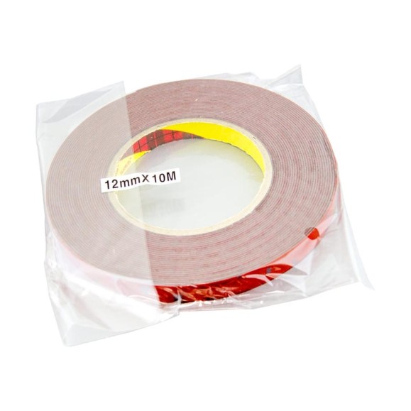 Оригинальный серый двусторонний скотч MTF Light 3M TAPE(ACRYL) 12мм х 10м красная подложка 3M12X1000R