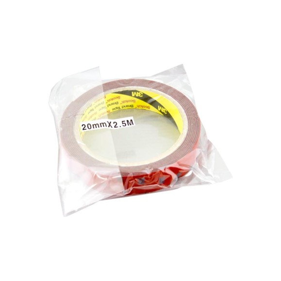 Оригинальный серый двусторонний скотч MTF Light 3M TAPE(ACRYL) 20мм х 2.5м красная подложка 3M20X250R