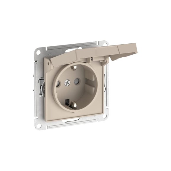 Механизм розетки Systeme Electric ATLASDESIGN с заземлением, со шторками, с крышкой, 16А, IP20, быстрозажимная клемма, песочный ATN001246S Механизм розетки Systeme Electric ATLASDESIGN с заземлением, со шторками, с крышкой, 16А, IP20, быстрозажимная клемма, песочный ATN001246S