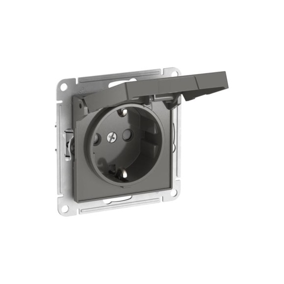 Механизм розетки Systeme Electric ATLASDESIGN с заземлением, со шторками, с крышкой, 16А, IP20, быстрозажимная клемма, сталь ATN000946S Механизм розетки Systeme Electric ATLASDESIGN с заземлением, со шторками, с крышкой, 16А, IP20, быстрозажимная клемма, сталь ATN000946S