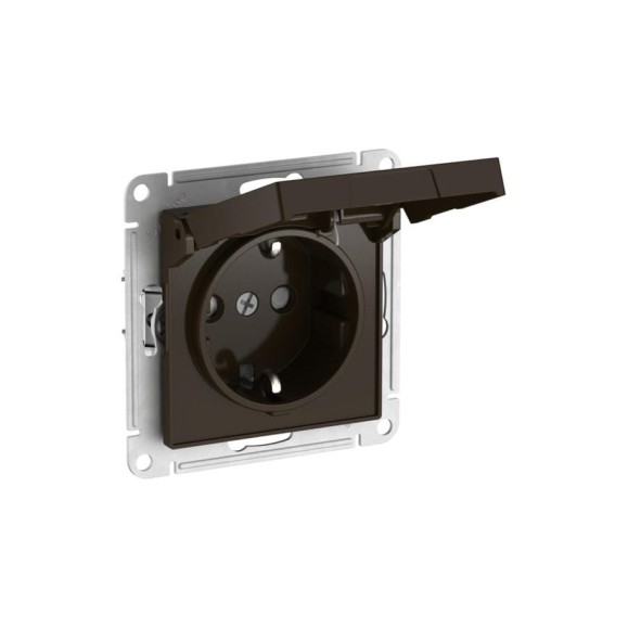 Механизм розетки Systeme Electric ATLASDESIGN с заземлением, со шторками, с крышкой, 16А, IP20, быстрозажимная клемма, мокко ATN000646S Механизм розетки Systeme Electric ATLASDESIGN с заземлением, со шторками, с крышкой, 16А, IP20, быстрозажимная клемма, мокко ATN000646S