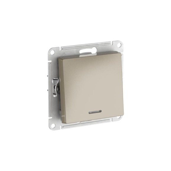 1-клавишный переключатель с подсветкой Systeme Electric ATLASDESIGN, сх.6а, 10АХ, мех., быстрозажимные клеммы, шампань ATN000563S
