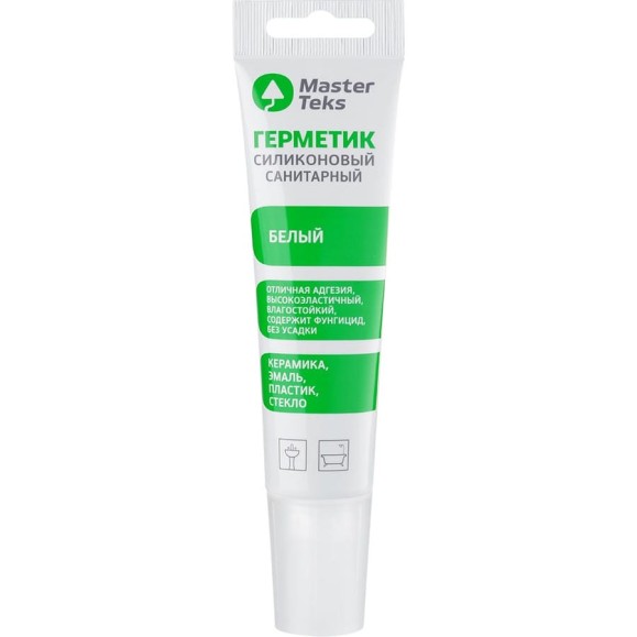 Силиконовый санитарный герметик MASTERTEKS Profimaster 9612959, 80 мл, белый 278962
