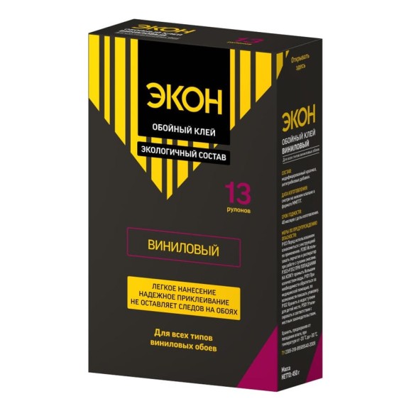 Обойный клей ЭКОН Виниловый 450 г 1830424 Обойный клей ЭКОН Виниловый 450 г 1830424