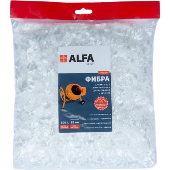 Полипропиленовая армирующая фибра AlfaBet 18 мм, 600 г 30047
