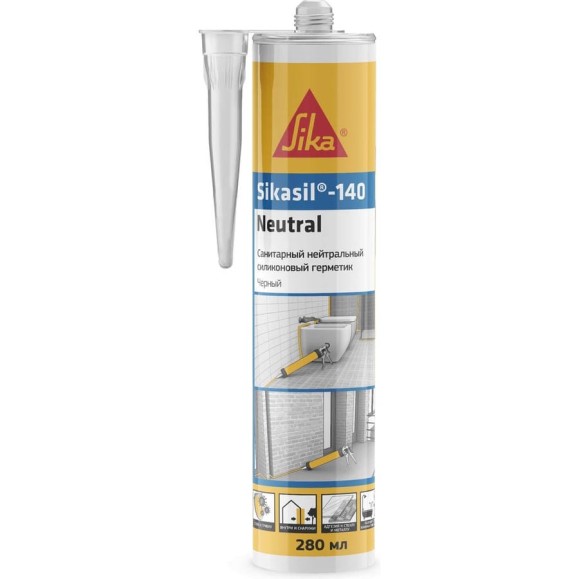 Нейтральный силиконовый санитарный герметик SIKA sil?-140 Neutral (119/черный) картридж 280 мл 842638 Нейтральный силиконовый санитарный герметик SIKA sil?-140 Neutral (119/черный) картридж 280 мл 842638