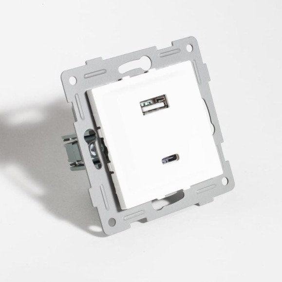 Розетка SPL 2xUSB A/C, 125-250V (белый) 204007
