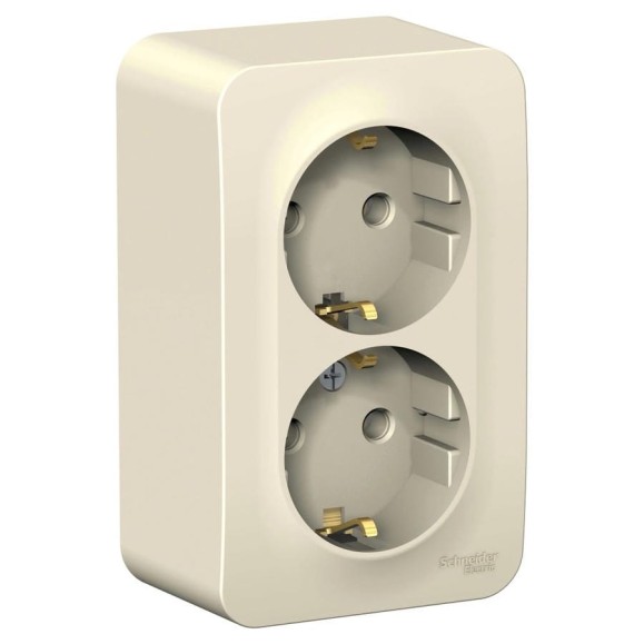 Двойная розетка Systeme Electric BLANCA открытой установки, с заземлением, без шторок, молочный BLNRA010212 Двойная розетка Systeme Electric BLANCA открытой установки, с заземлением, без шторок, молочный BLNRA010212