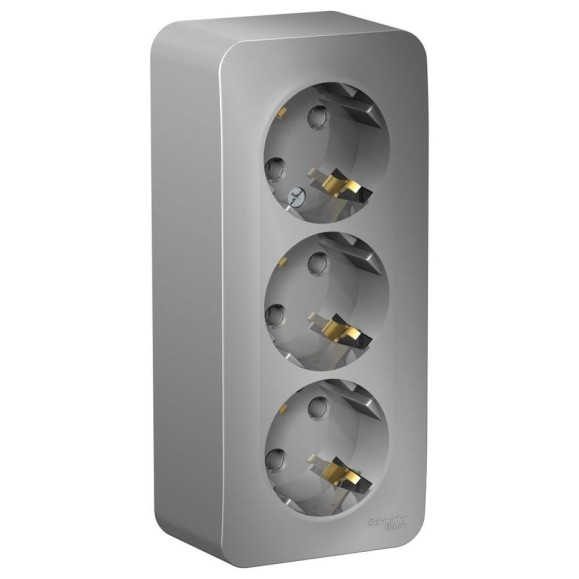 3-ая наружная розетка Systeme Electric Blanca Алюминий, с заземлением, без шторок, 16А, 250В SE BLNRA010313 3-ая наружная розетка Systeme Electric Blanca Алюминий, с заземлением, без шторок, 16А, 250В SE BLNRA010313