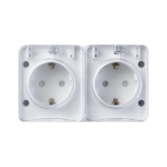 Розетка двойная с заземлением со шторками Systeme Electric AtlasDesign Profi IP54, 16 АХ, 250 В, открытой установки, Белый ATN540126 Розетка двойная с заземлением со шторками Systeme Electric AtlasDesign Profi IP54, 16 АХ, 250 В, открытой установки, Белый ATN540126