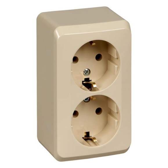 Розетка Systeme Electric (Schneider Electric) 2-м Этюд, 16 А, с заземлением, кремовый PA16-007K
