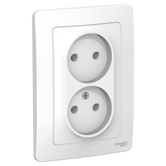 Двойная розетка Systeme Electric BLANCA без заземления без шторок, БЕЛЫЙ BLNRS000021 Двойная розетка Systeme Electric BLANCA без заземления без шторок, БЕЛЫЙ BLNRS000021