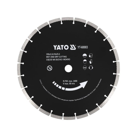 Алмазный диск для бетона YATO 350x25.4мм YT-60003 Алмазный диск для бетона YATO 350x25.4мм YT-60003