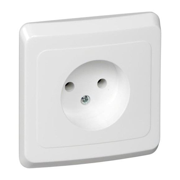 Розетка Systeme Electric 1-м СП Этюд 16А IP20 без заземления, белая PC16-001B