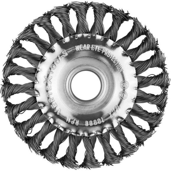 Щетка плоская (125х22 мм; крученая проволока) для УШМ vertextools 12100-125 Щетка плоская (125х22 мм; крученая проволока) для УШМ vertextools 12100-125