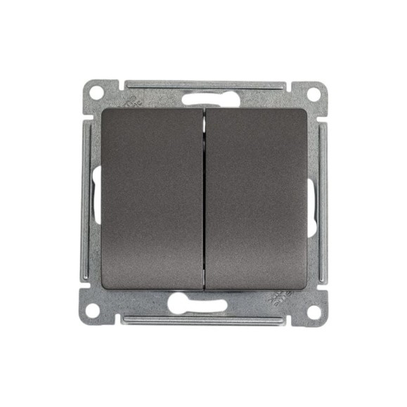 Переключатель Systeme Electric Glossa Графит 2-клавишный, сх.6,10AX SE GSL001365
