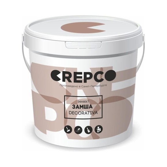 Матовое влагостойкое покрытие с эффектом замша, нубук, потертая замша ITALICA DECORATIVA для любых помещений (ванная, санузел, бассейн), матовая база 1 кг, CREPCO 705