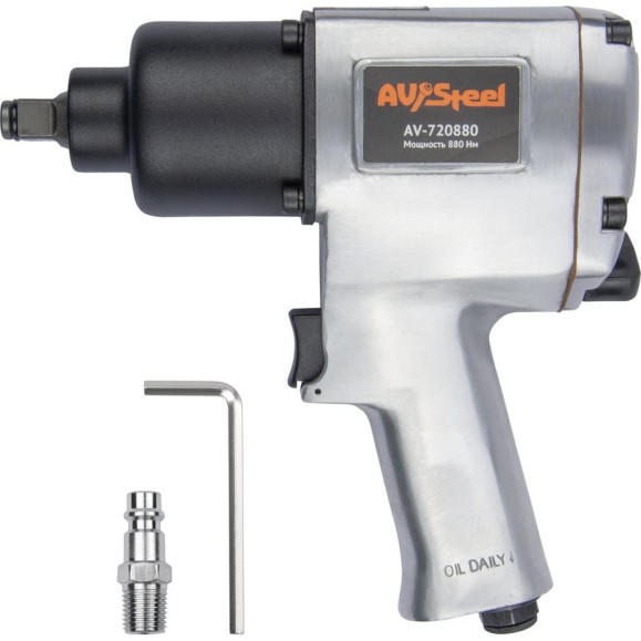 Пневмогайковерт AV Steel 1/2"dr. 1100Нм 2,9кг Twin hammer AV-720880 Пневмогайковерт AV Steel 1/2"dr. 1100Нм 2,9кг Twin hammer AV-720880