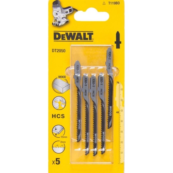 Пилка для лобзика DEWALT DT2050, по дереву, 5 шт DT2050-QZ