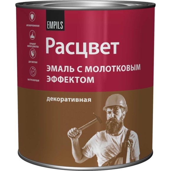 Эмаль с молотковым эффектом Расцвет алкидно-стирольная, золотистая, 2.5 кг 77622 Эмаль с молотковым эффектом Расцвет алкидно-стирольная, золотистая, 2.5 кг 77622